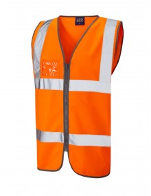 Leo Rumsam waistcoat zip front & ID pocket orange 